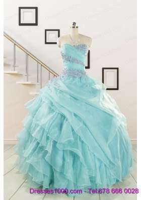 Sweetheart Organza Beading and Ruffles Quinceanera Dresses for 2015