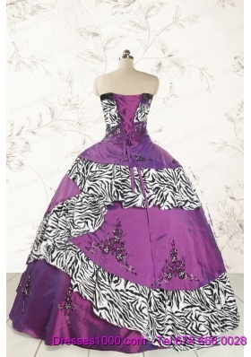 Unique Purple Quinceanera Dresses with Embroidery and Zebra