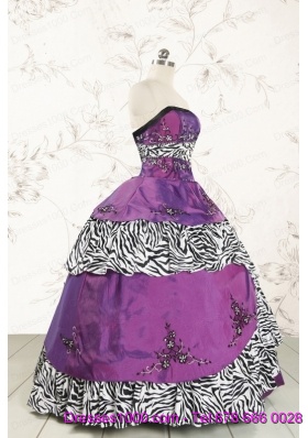 Unique Purple Quinceanera Dresses with Embroidery and Zebra