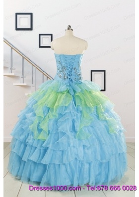 Wonderful Multi-color Strapless Beading Quinceanera Dress for 2015