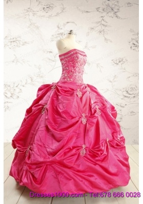 2015 Beautiful Strapless Quinceanera Dress with Appliques