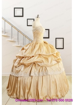 2015 Brand New Champagne Quinceanera Dresses with Appliques