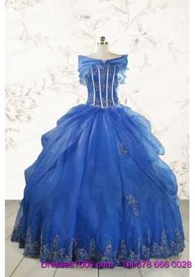 2015 Cheap Appliques Quinceanera Dresses in Royal Blue