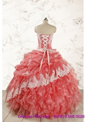 2015 Fashionable Strapless Watermelon Quinceanera Dresses