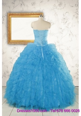 2015 Most Popular Baby Blue Quinceanera Dresses with Beading