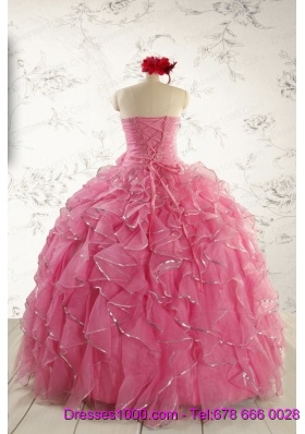 2015 New Style Rose Pink Quinceanera Dresses with  Beading