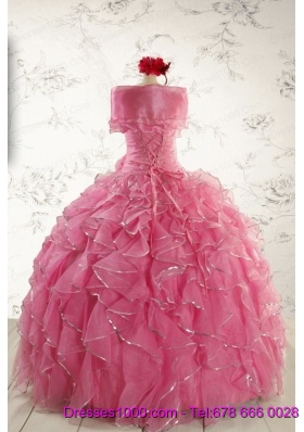 2015 New Style Rose Pink Quinceanera Dresses with  Beading