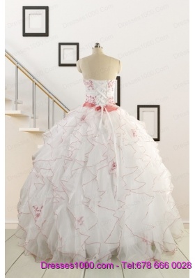 2015 Pretty Quinceanera Dresses with Appliques and Belt