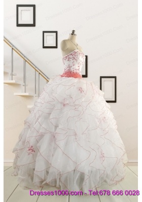 2015 Pretty Quinceanera Dresses with Appliques and Belt