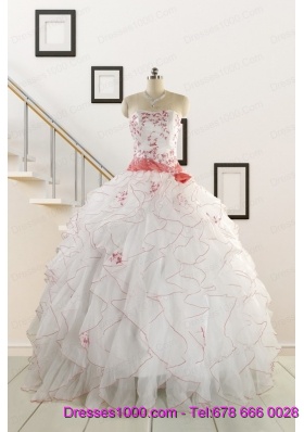 2015 Pretty Quinceanera Dresses with Appliques and Belt