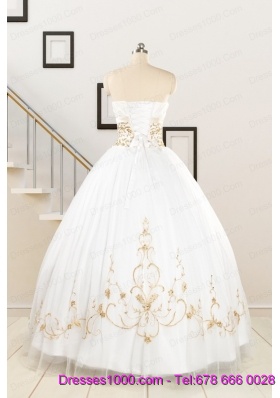 2015 Spring Sweet Beading White Quinceanera Dresses