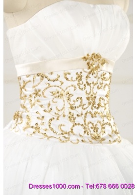 2015 Spring Sweet Beading White Quinceanera Dresses