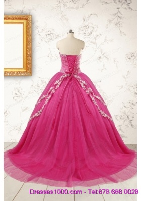 2015 Sweetheart Sweep Train Trendy Quinceanera Dresses with Sequins and Appliques