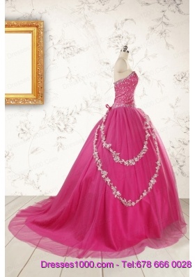 2015 Sweetheart Sweep Train Trendy Quinceanera Dresses with Sequins and Appliques