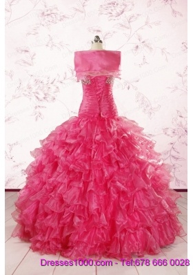 2015 Top Seller Sweetheart Hot Pink Quinceanera Dresses with  Ruffles