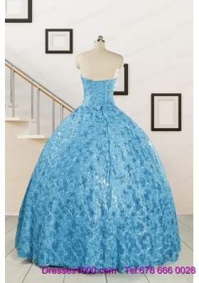 2015 Unique Sweetheart Ball Gown Quinceanera Dress in Baby Blue