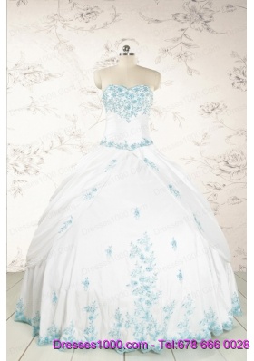 Appliques Pretty Quinceanera Dresses in White for 2015