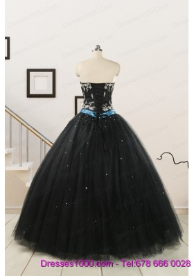 Cheap Black Quinceanera Dresses with Appliques