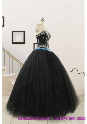 Cheap Black Quinceanera Dresses with Appliques