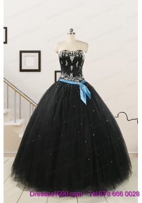 Cheap Black Quinceanera Dresses with Appliques