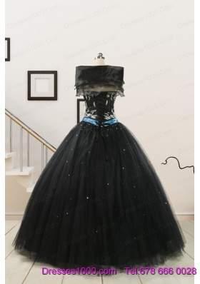 Cheap Black Quinceanera Dresses with Appliques