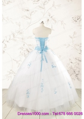 Discount White Quinceanera Dresses with Appliques for 2015