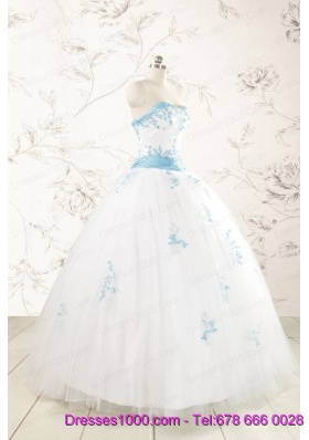 Discount White Quinceanera Dresses with Appliques for 2015