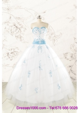 Discount White Quinceanera Dresses with Appliques for 2015