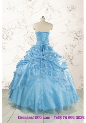 Elegant Appliques Aqua Blue Quinceanera Dresses