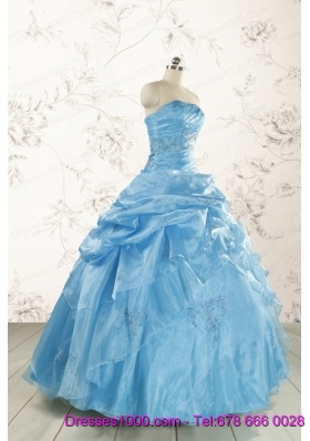 Elegant Appliques Aqua Blue Quinceanera Dresses