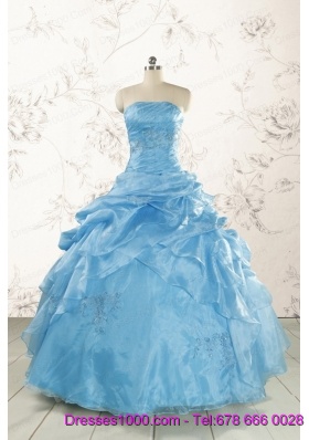 Elegant Appliques Aqua Blue Quinceanera Dresses