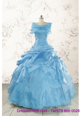 Elegant Appliques Aqua Blue Quinceanera Dresses