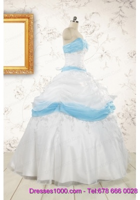 Elegant Ball Gown Quinceanera Dress in White and Baby Blue