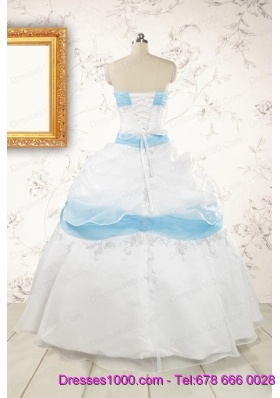 Elegant Ball Gown Quinceanera Dress in White and Baby Blue