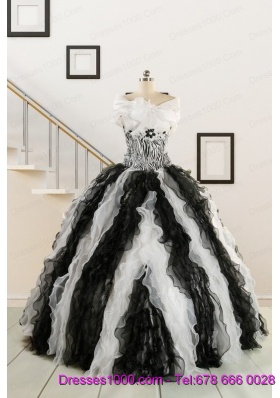 Exclusive Black and White Quinceanera Dresses with Zebra and Ruffles