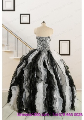 Exclusive Black and White Quinceanera Dresses with Zebra and Ruffles