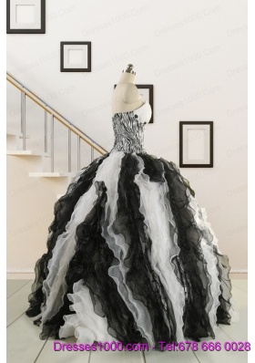 Exclusive Black and White Quinceanera Dresses with Zebra and Ruffles