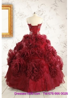 New Style Ball Gown Wine Red Quinceanera Dresses for 2015