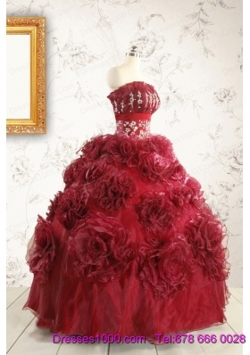 New Style Ball Gown Wine Red Quinceanera Dresses for 2015