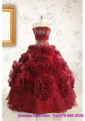 New Style Ball Gown Wine Red Quinceanera Dresses for 2015