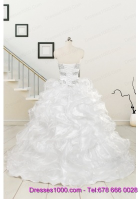 New Sweetheart Sweep Train Beading and Ruffles Quinceanera Dress for 2015