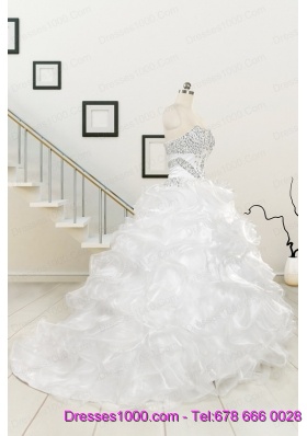 New Sweetheart Sweep Train Beading and Ruffles Quinceanera Dress for 2015