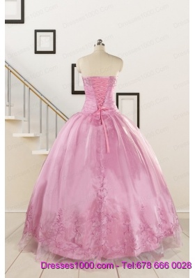 Pretty Baby Pink Quinceanera Dresses with Beading and Appliques for 2015