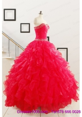 Pretty Ball Gown Sweetheart 2015 Sweet 16 Dresses in Coral Red