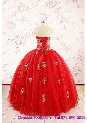 2015 Ball Gown Sweetheart Appliques Quinceanera Dresses