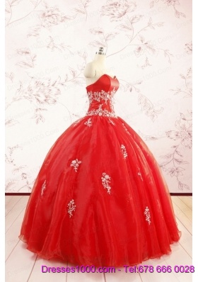 2015 Ball Gown Sweetheart Appliques Quinceanera Dresses