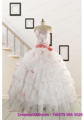 2015 Elegant Sweetheart Quinceanera Dresses with Appliques and Belt