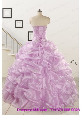 2015 Gorgeous Lilac Quinceanera Dresses with Appliques and Ruffles