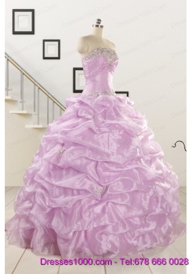 2015 Gorgeous Lilac Quinceanera Dresses with Appliques and Ruffles