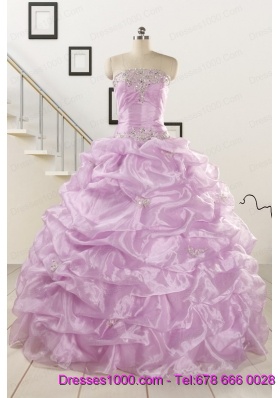 2015 Gorgeous Lilac Quinceanera Dresses with Appliques and Ruffles